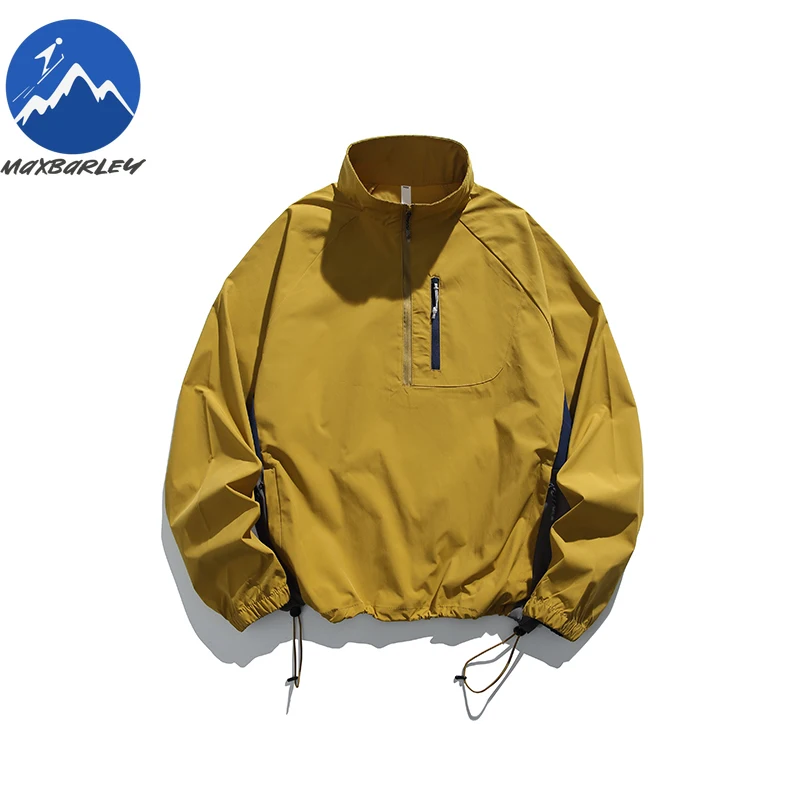 Maxbarley Premium Jacket Fashion Half Zip Stand Collar Outdoor Camping Windproof Coat Casual Mountain Style Windproof Garment