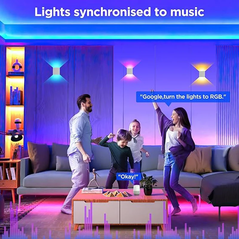 Smart Cube  Wall Light, Adjust Angle Up and Down Light, 16M+ Color Dimmable Music Sync, Work with Alexa & Google Assistant