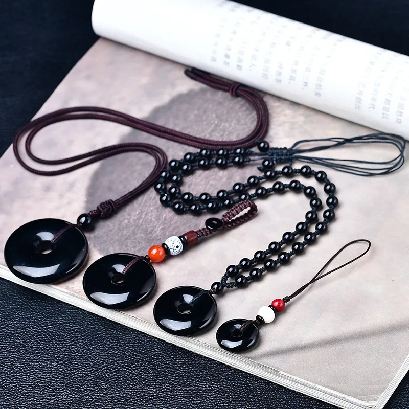 

Natural obsidian safety buckle pendant hand prayer versatile model for friends