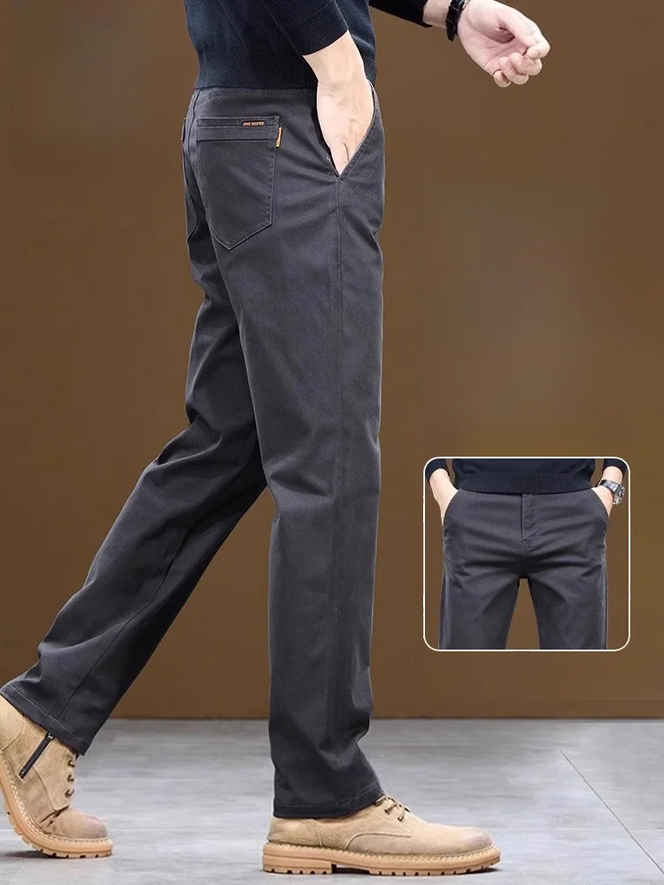 

Pierre Cardin Men's Casual Pants Spring Autumn Loose Straight Leg Thi Busin Long Trousers Elastic mid Waist Zipper