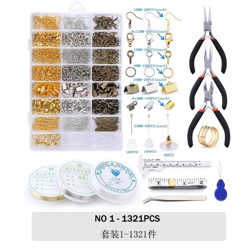 

Alloy Accessories Jewelry Findings Set Jewelry Making Tools Copper Wire Open Jump Rings Earring Hook Jewelry Making Supplies Kit