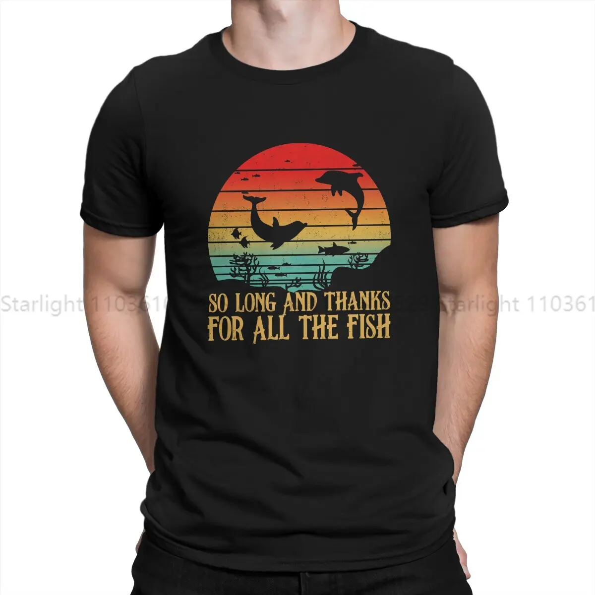 

So Long Thanks For All The Fish Vintage TShirt The Hitchhikers Guide To The Galaxy Film Casual Polyester T Shirt Summer T-shirt