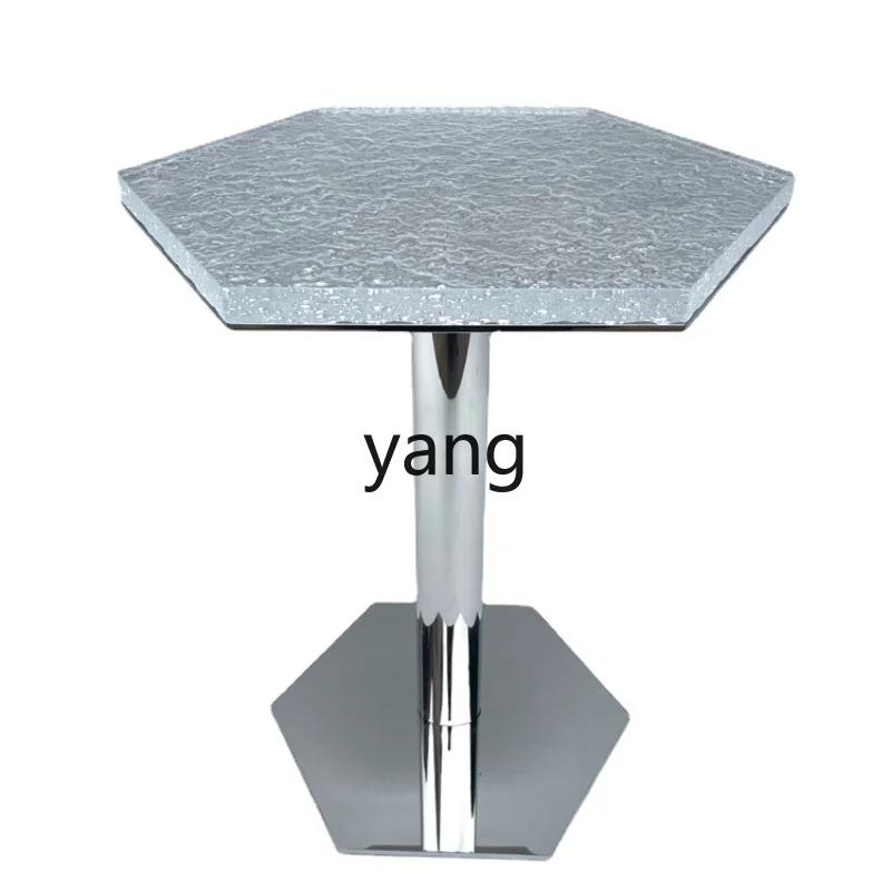 Yjq Sofa Side Table High-End Affordable Luxury Stainless Steel Crystal Acrylic Edge Stone Plate Living Room Home