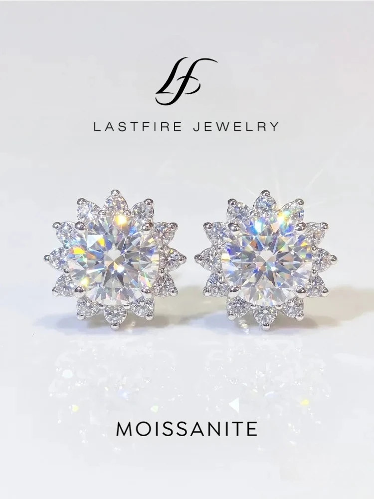Real 0.5ct Certified Moissanite Stud Earrings for Women New Craft Lab Created Diamond 925 Sterling Silver Wedding Jewelry