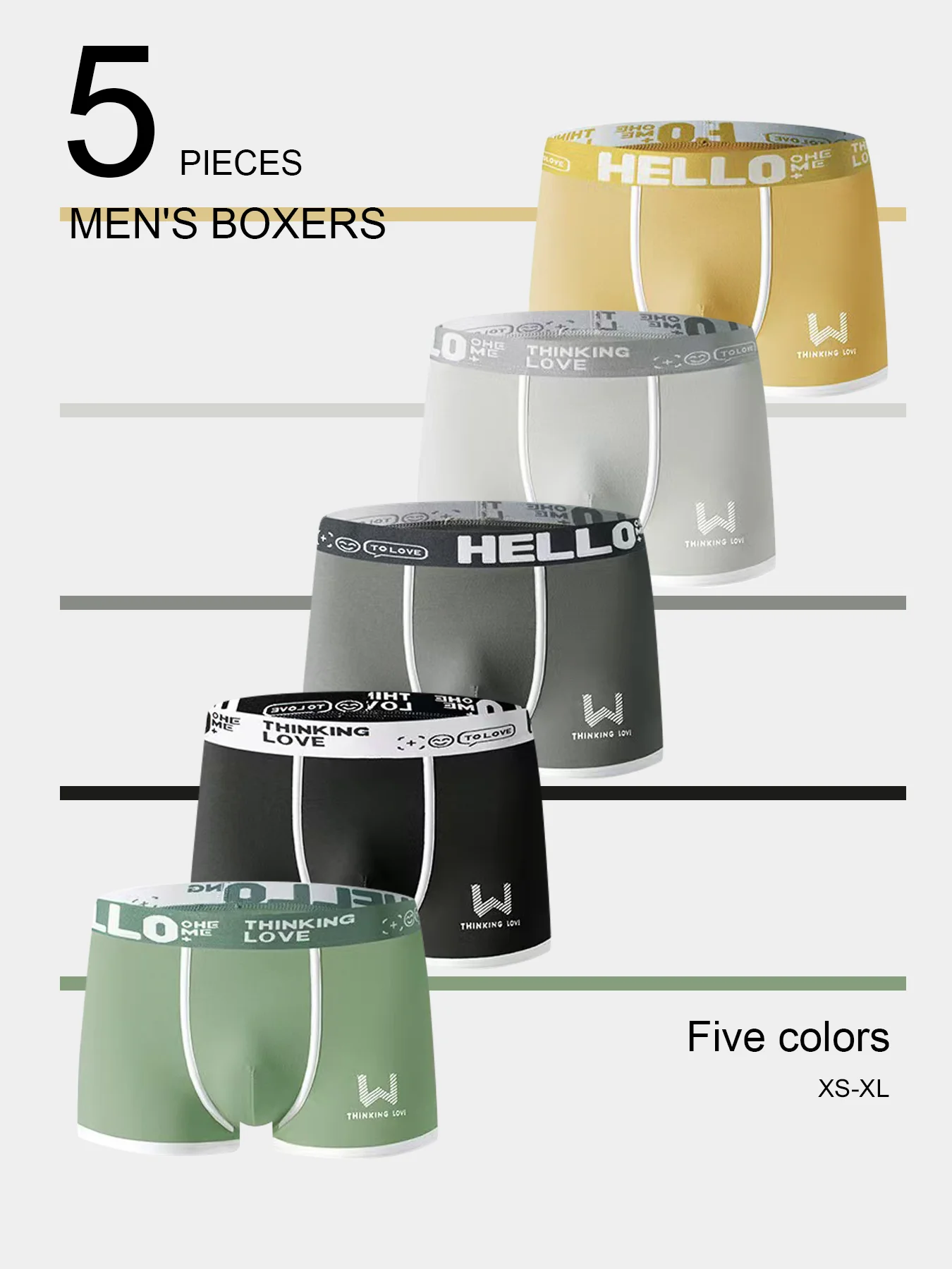

5-piece casual soft breathable men's boxer shorts men's sports shorts elastic comfortable men's underwear boxers daily household