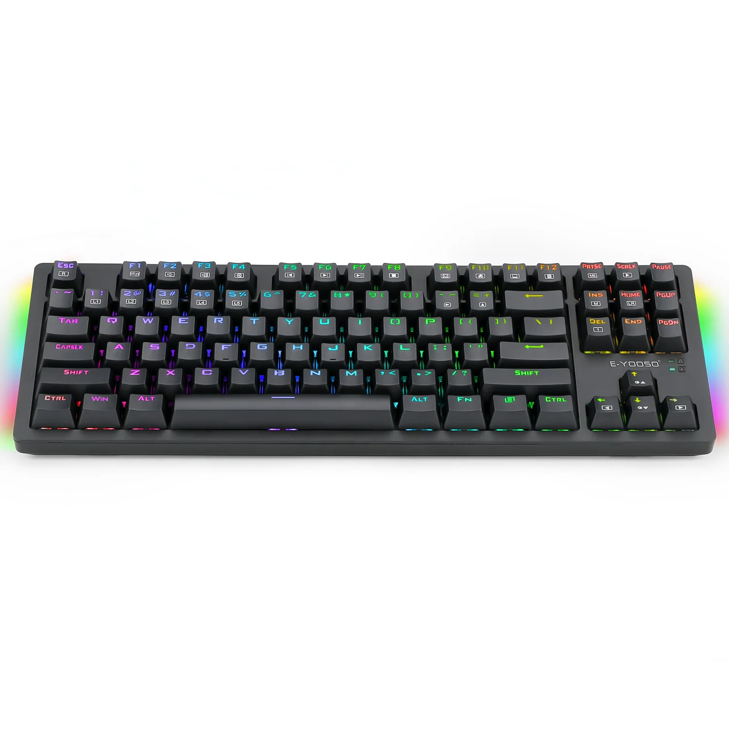 E-YOOSO K620 RGB Teclado mecánico para juegos con cable USB Negro Intercambio en caliente Interruptor azul Retroiluminación LED 87 Teclas Gamer Teclado impermeable para PC de negocios Computadora portátil