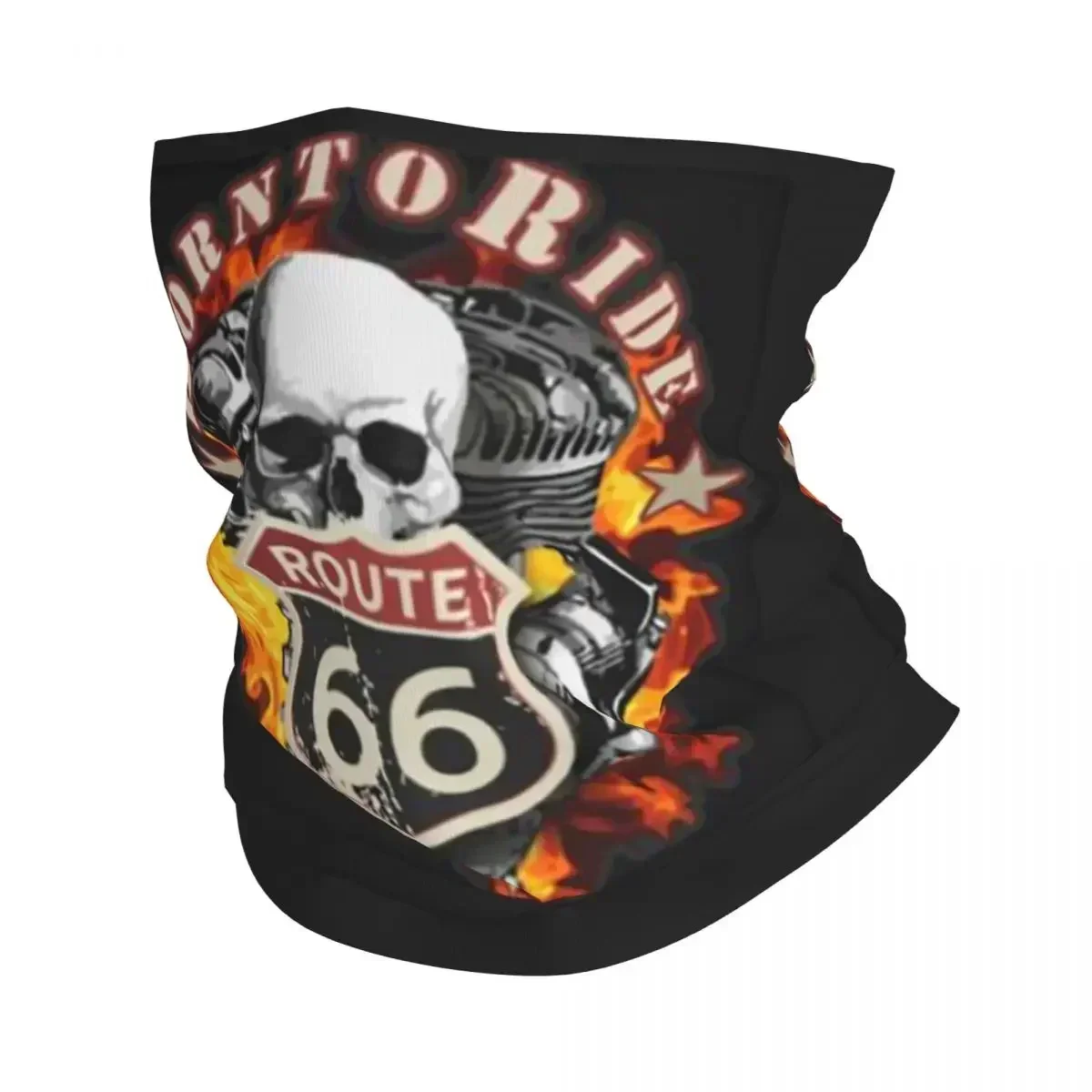 Retro Route 66 Motorcycle Bandana Neck Gaiter Printed Cool Style Balaclavas Wrap Scarf Multi-use Headwear Fishing Adult Winter