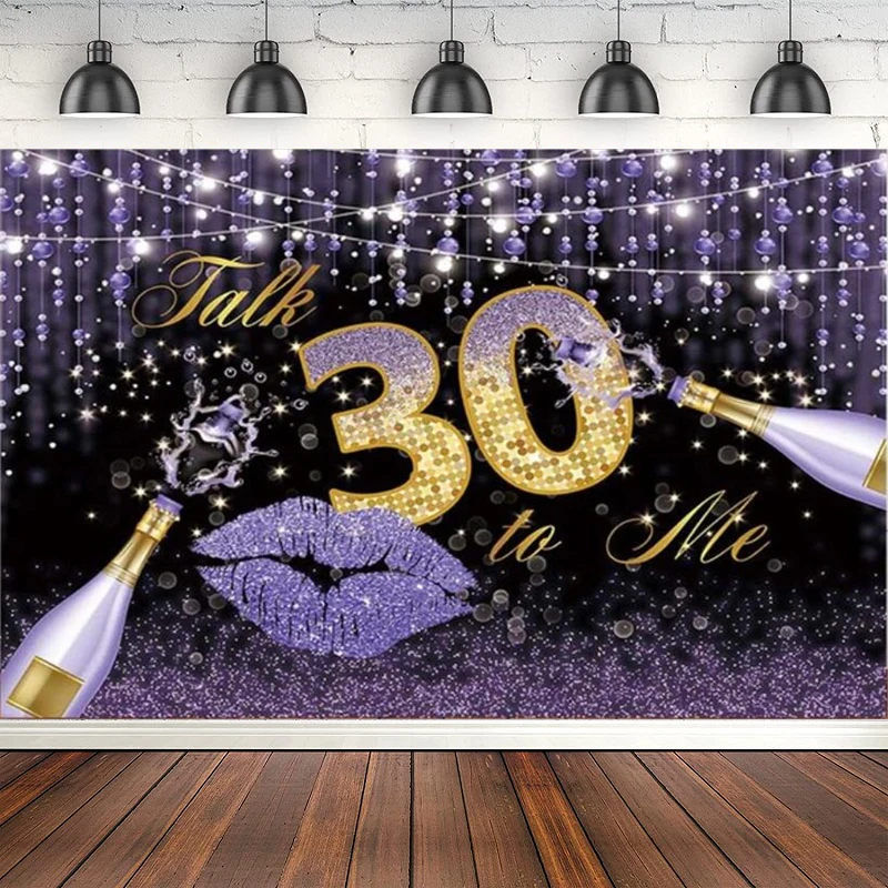 Photography Backdrop Happy 30th Birthday Women Talk 30 To Me Rose Gold Champagne Decor Poster Background Banner Photo Studio