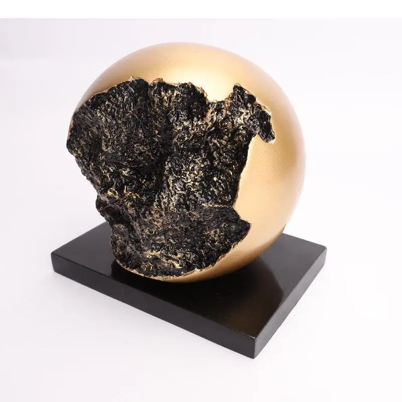 Golden Ball Sculpture Living Room Desk Decoration Ornaments Modern Crafts Gold Plated Pomegranate Statue Aesthetics Decor