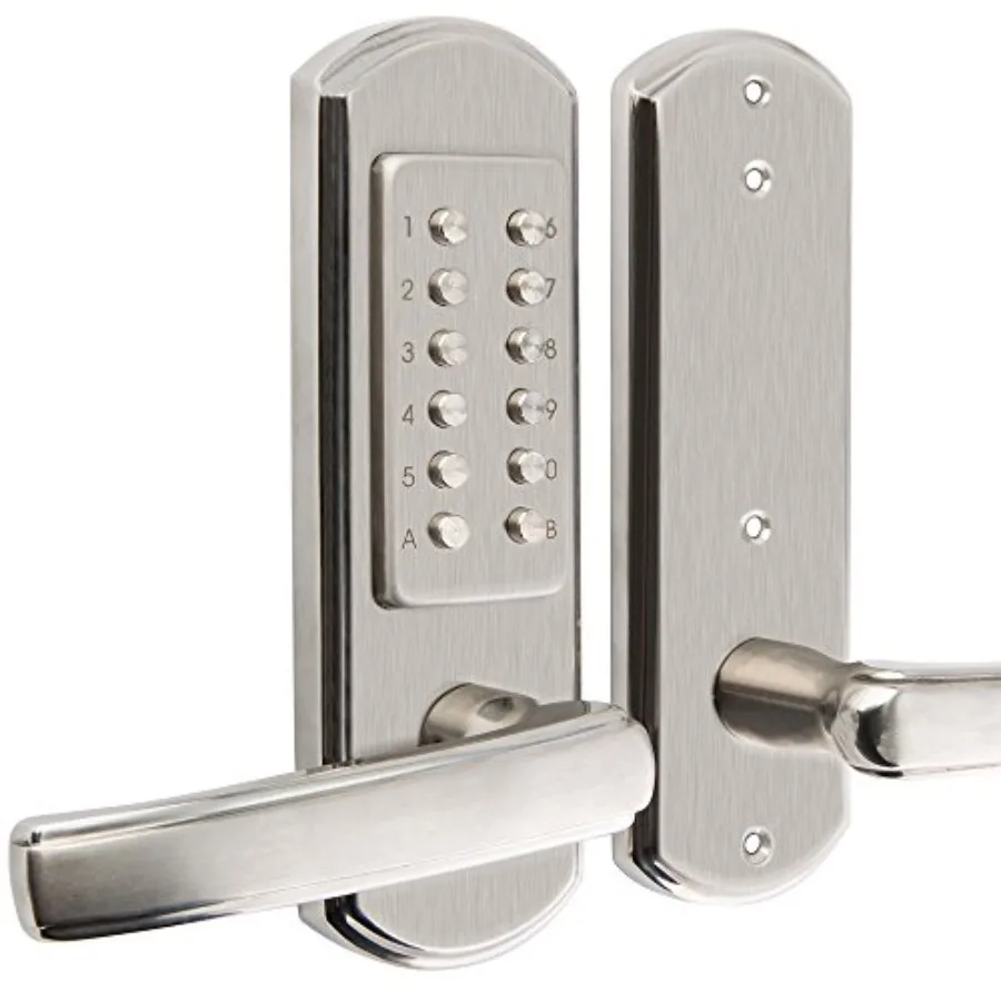 

Keyless Mechanical Combination Door Lock for Left-Handed Inward-Opening Doors, Stainless Steel 304, Silver, No Deadbolt Require