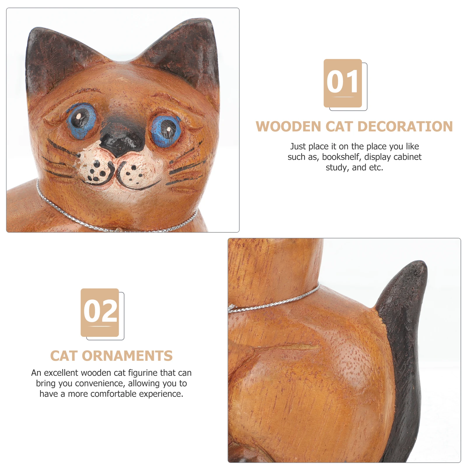 

Wooden Cat Figurine Mini Statue Home Decor Rustic Farmhouse Style Store Gift Wooden Carving Cat Figurine Small Size