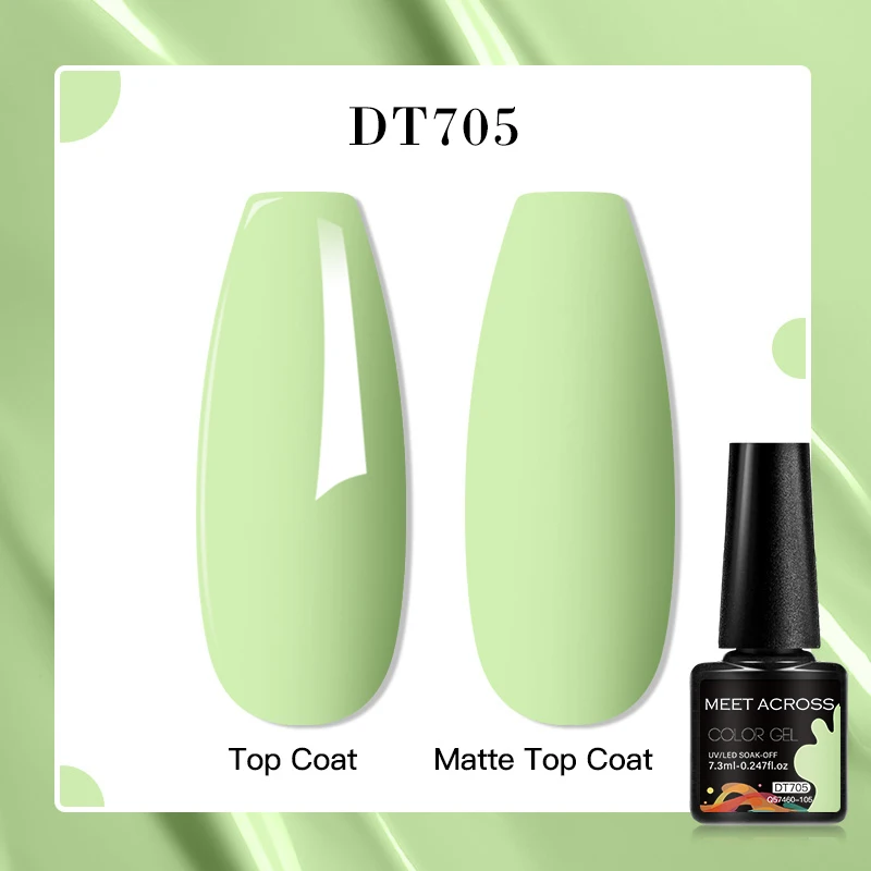 MEET ACROSS 7.3ml Gel Nail Polish Vernis Summer Simple Green Series UV Gel Nail Varnish Semi Permanent Nail Art Manicure