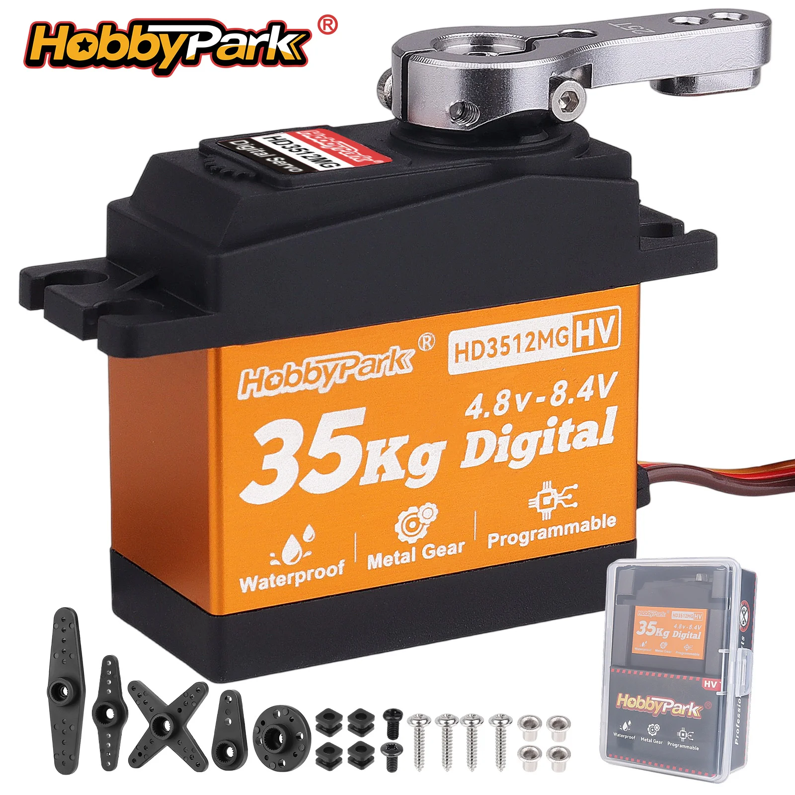 

HobbyPark Waterproof High Torque 35kg Digital Metal Gear Servo for 1/8 1/10 RC Crawler Car TRX4 Axial SCX10 Arrma Parts HD3512MG