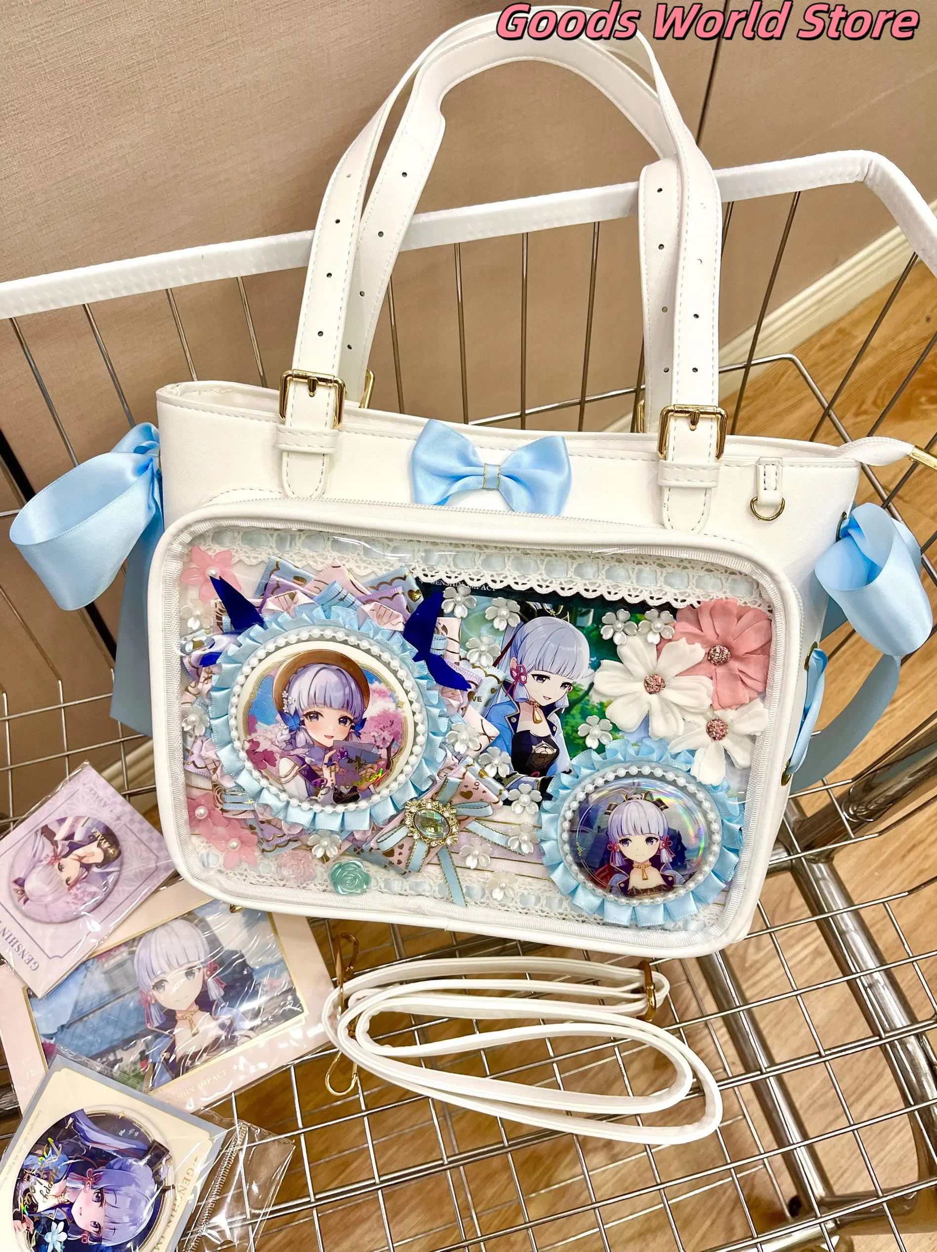 

Genshin Impact Figure Kamisato Ayaka Badge handbag crossbody bag Mihoyo Cosplay Anime Game Costume accessory Birthday Gifts