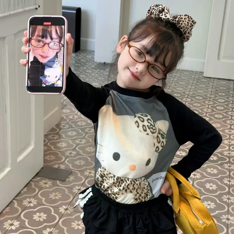 

Sanrio Hello Kitty Girls Long Sleeve Hoodie Pants Sets Anime Kawaii New Autumn Japanese and Korean Style Kids 2Pcs Child Clothi