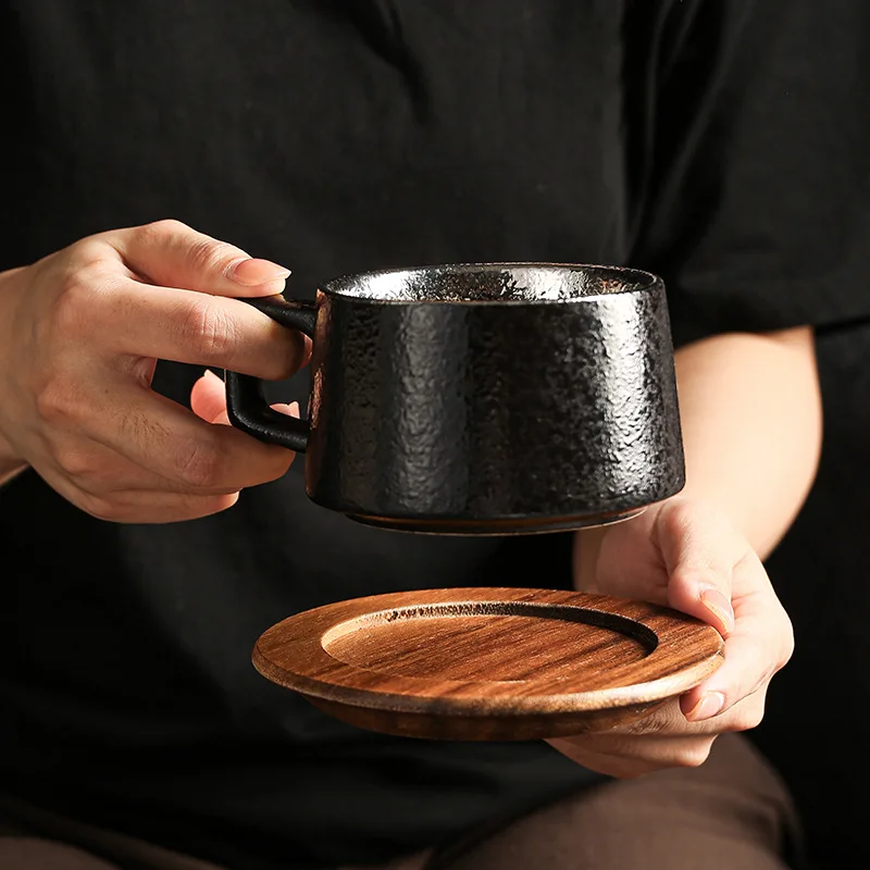 

230ML Luxury Retro Gold and Silver Coffee Cup and Tea Set Ceramic Gift Box Gift Box Solid Wood Cup Coffee Cup Drinking Utensils