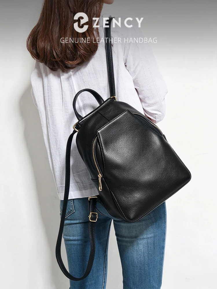 Zency Charm Damen-Rucksack, 100 % echtes Leder, Diebstahlsicherung, elegante Damen-Reisetaschen, Schultasche für Mädchen, Urlaubsrucksack