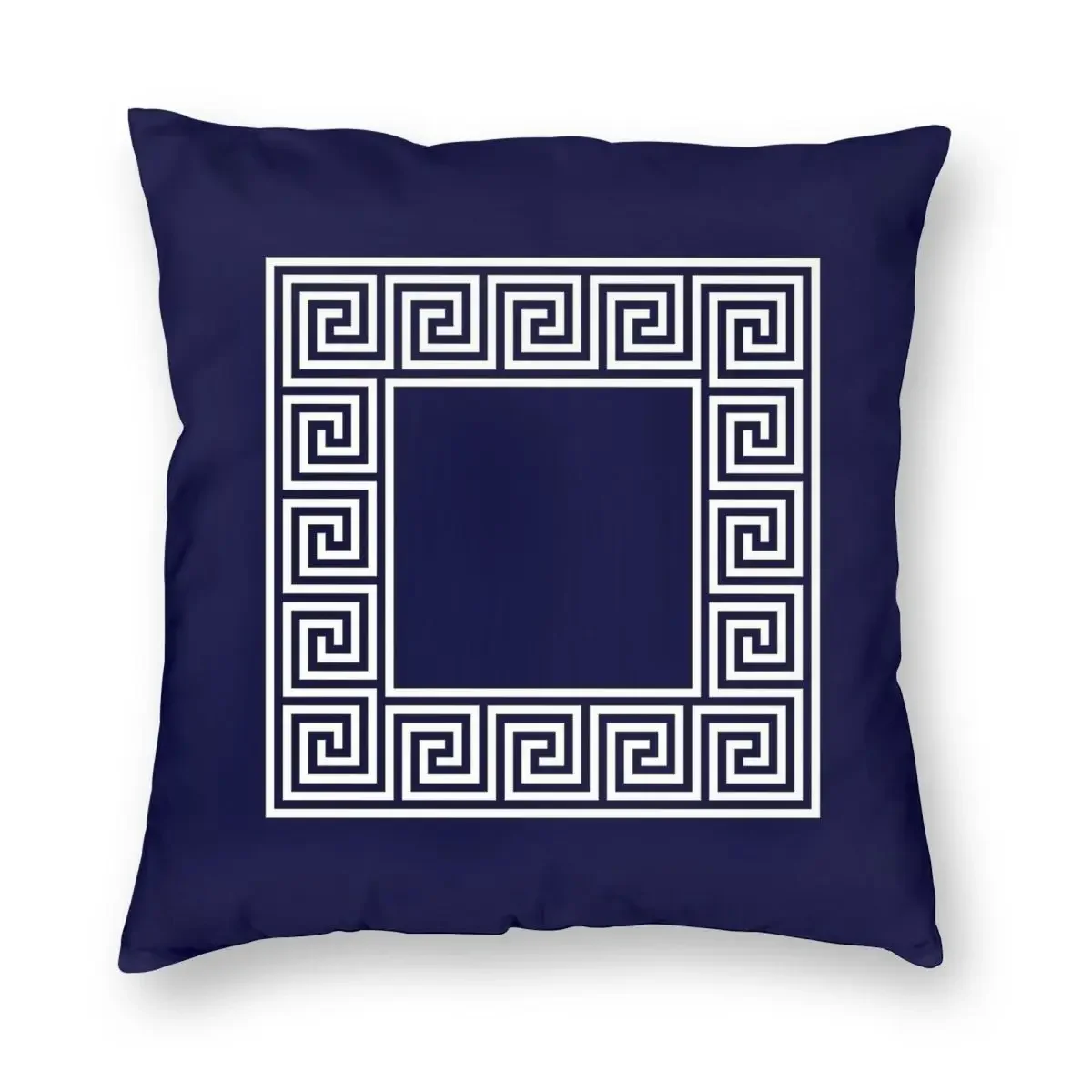 Navy Blue Greek Key Meander Square Pillowcase Soft Polyester Cushion Cover Decor Pillow Case Cover Home Zipper 45X45cm