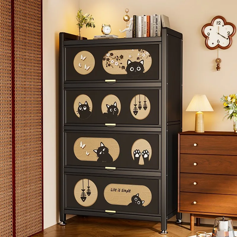 

Customizable Household Storage Cabinet Multi-Layer Storage Living Room Balcony Integrated Wall Steel Chest of Drawers Dustproof