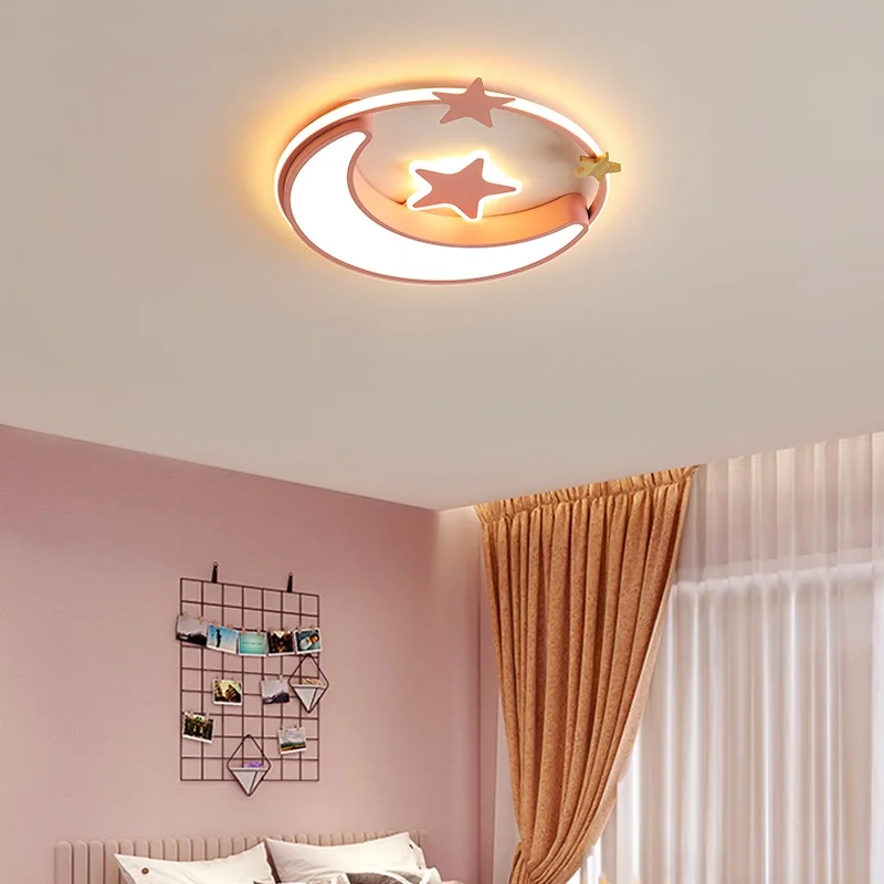 Cartoon Boy Girl Eye Protection Ceiling Lights Princess Bedroom Lamps Children's Room Ceiling Lamp Room Space Modern With Remote