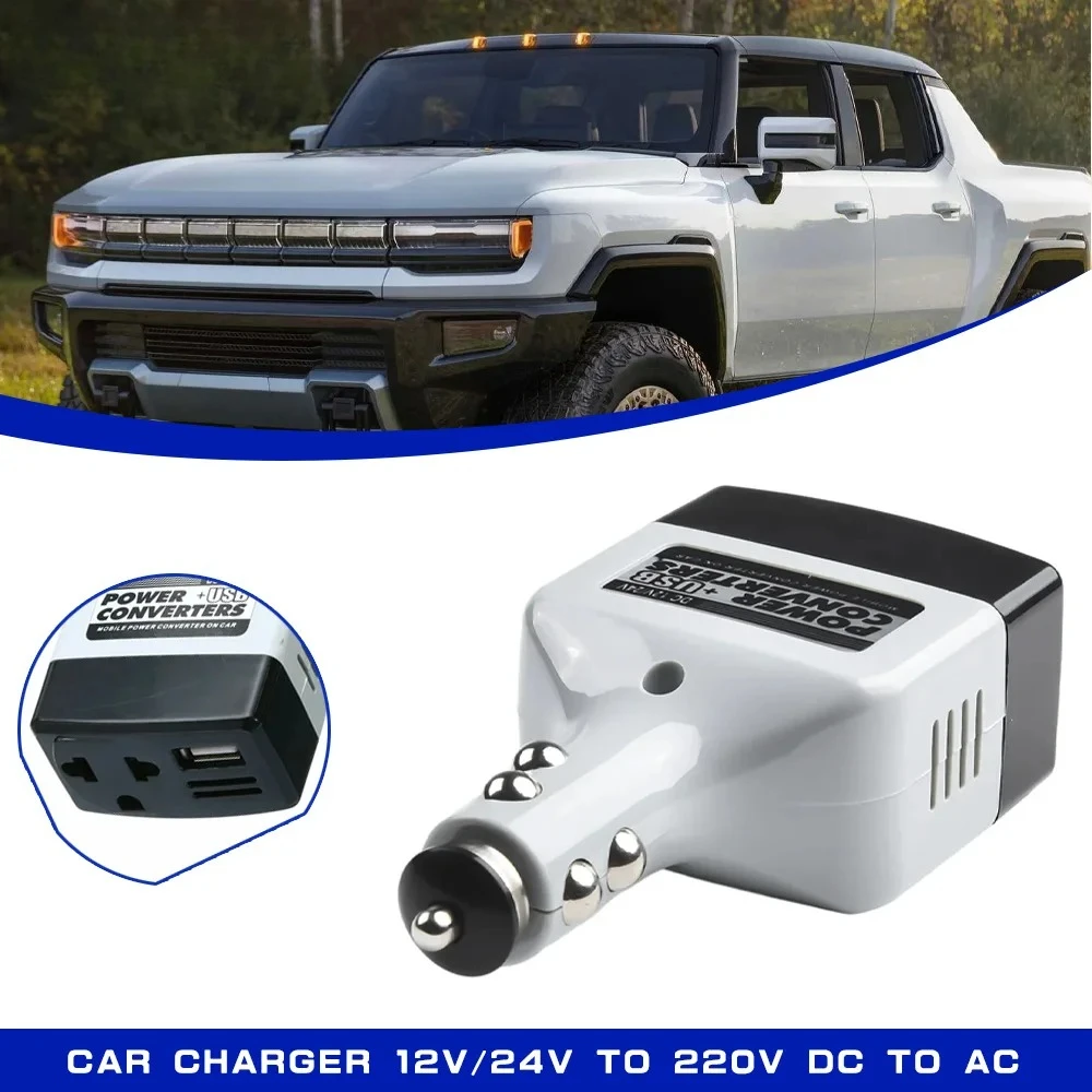 1 قطعة شاحن سيارة محمول 12 فولت/24 فولت إلى 220 فولت تيار مستمر إلى التيار المتناوب محول طاقة السيارة محول العاكس التوصيل منفذ شاحن إلكترونيات السيارات