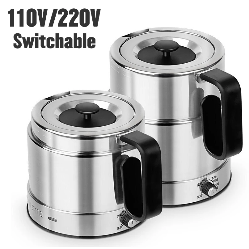 

110V/220V Folding Electric Kettle Switchable Voltage Kettle Travel Portable Pot 304 Stainless Steel Adjustable Temperature Pot