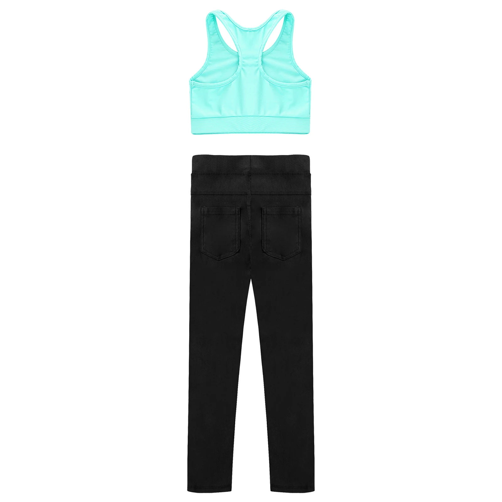 Conjunto de leggings e tops para meninas, roupas de ginástica e balé, agasalho esportivo, roupas de ginástica, crianças