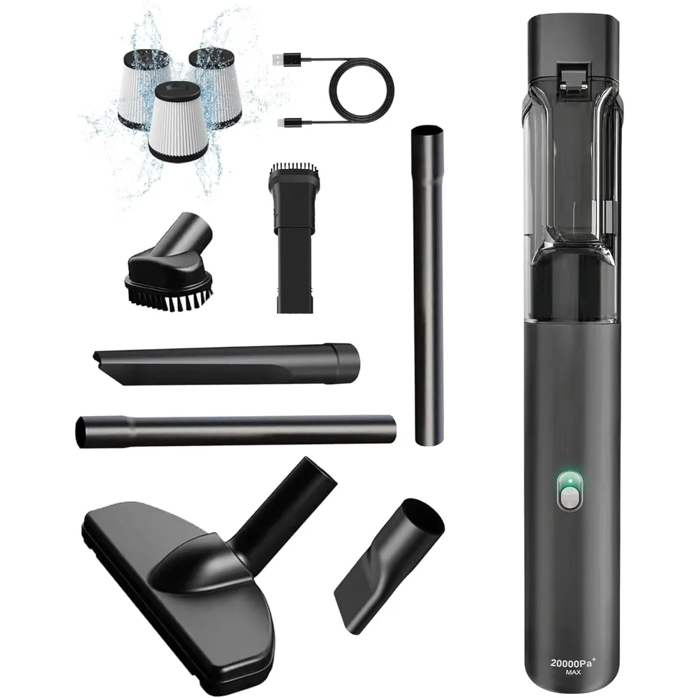 

Car Vacuum Portable Cordless with 20000Pa, 50-Min Decent Runtime, Car Vacuum Cleaner with Flexible Attachments