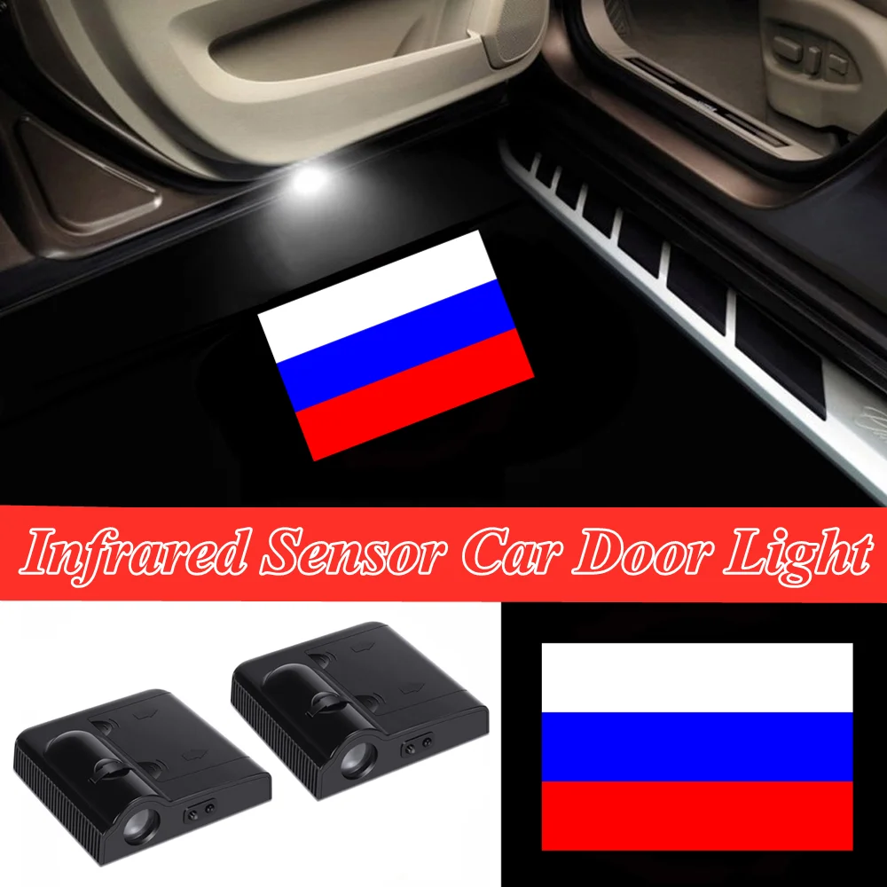 

2x LED RUSSIA FLAG Car Door RUSSIAN NATIONAL FLAG Welcome Projector Shadow Lights Car Gadget Accessories