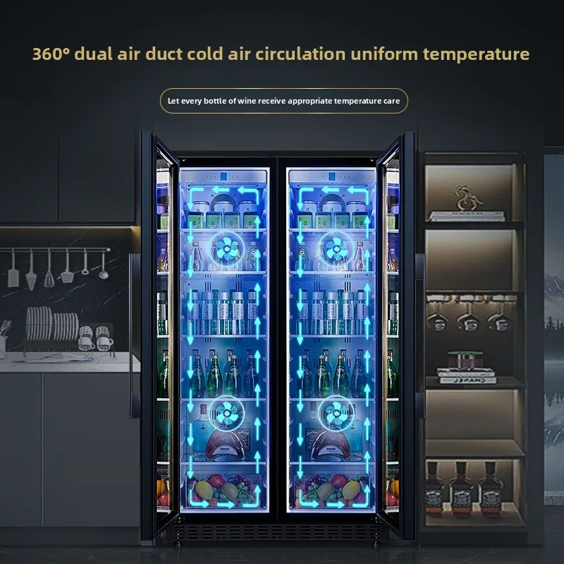 Dual-Door Dual-Zone Home Wine Cooler – Refrigerated Cabinet with Constant Temperature and Humidity Control