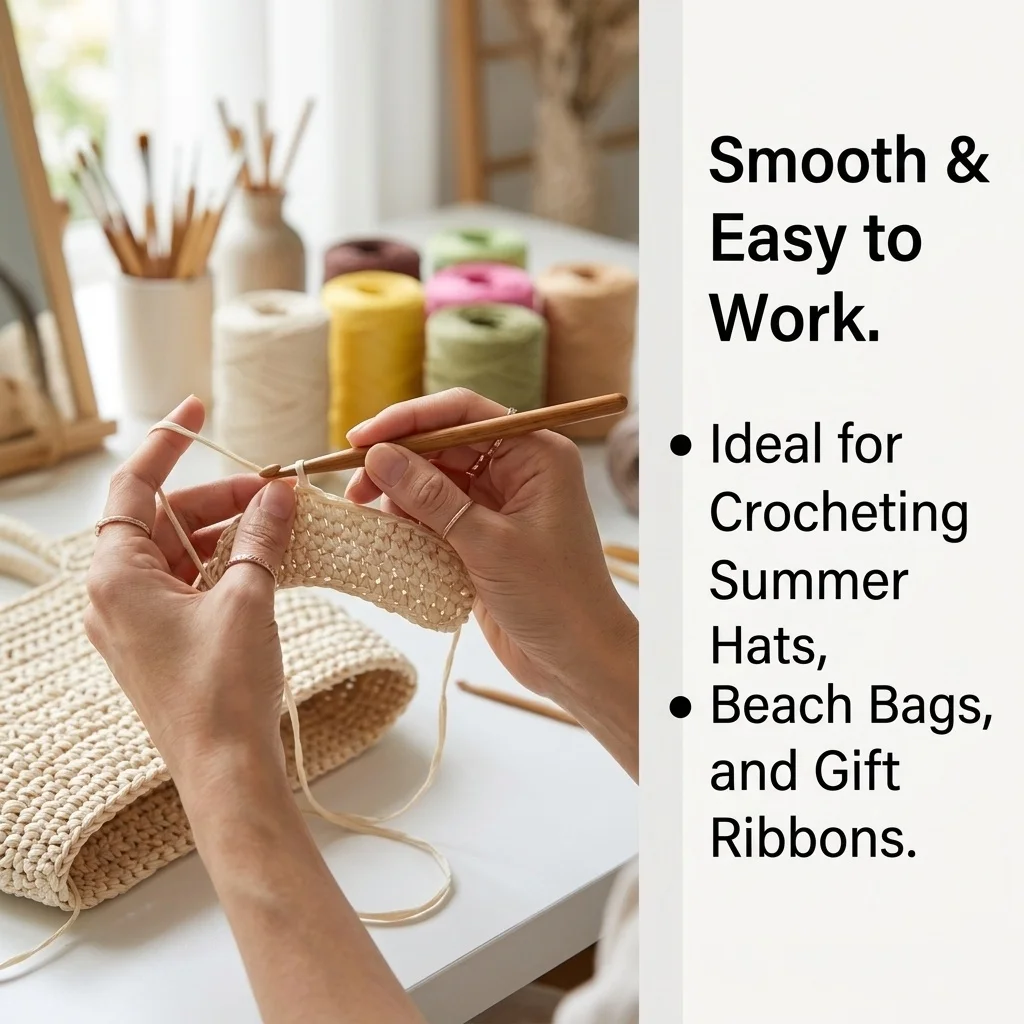 31 Farben 150m Raffia-Strohgarn für Handhäkeln DIY Strickgarn zur Herstellung von Sommer-Strandhüten Geflochtene Handtaschen Bastelbedarf – Detail 7