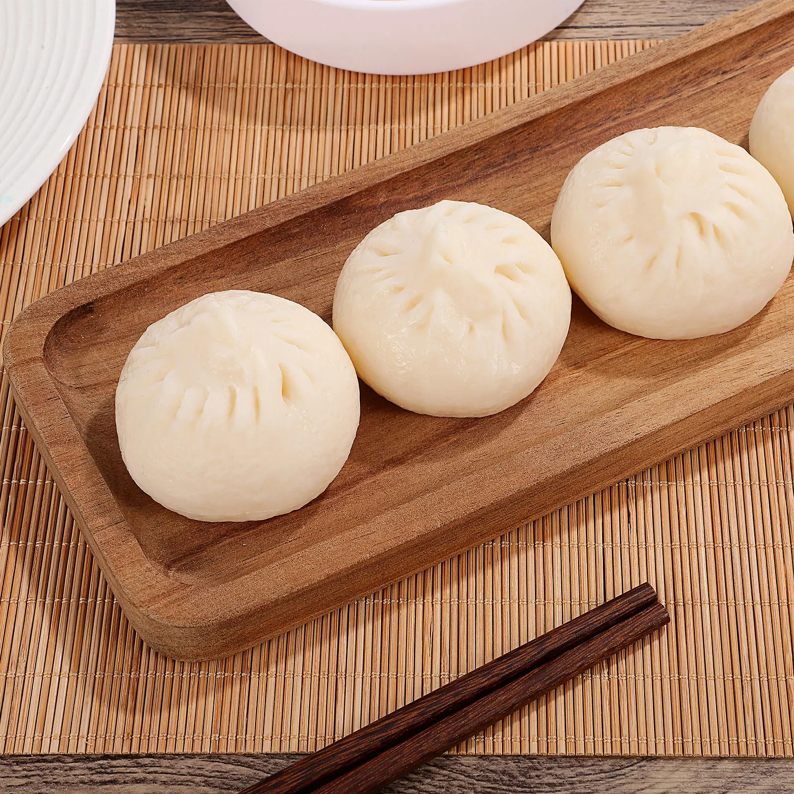 

5 Pcs Simulated Buns Fake Dumplings Steamed Stuffed Artificial Food for Display Realistic Props Pvc