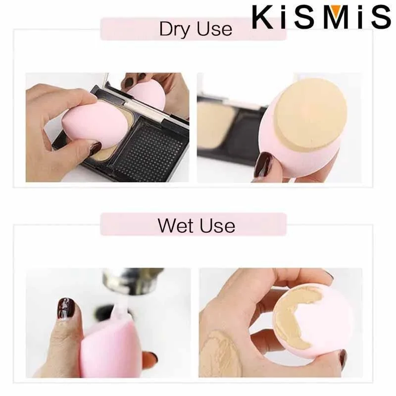 KISMIS 7Pcs/Set Beauty Egg Set Drift Bottle Makeup Puff Dry Wet Use for Foundation Liquid Cream MakeUp Sponges Tools