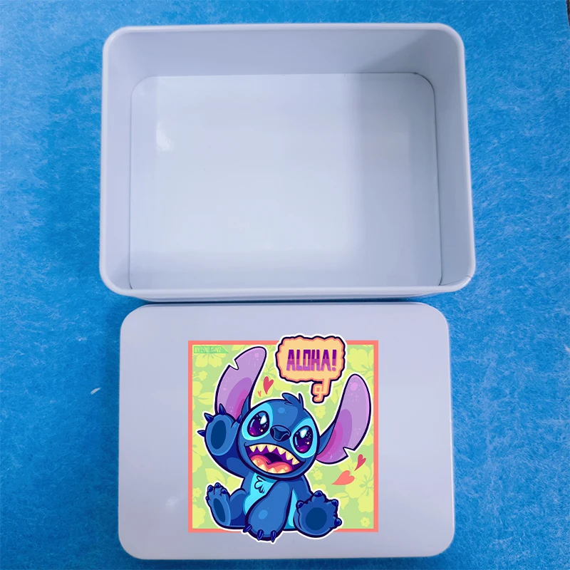 جديد غرزة الكرتون أنيمي صفيح صندوق مع غطاء غطاء Kawaii سعة كبيرة الأبيض مستطيلة صور مجوهرات الحلوى حقيبة للتخزين