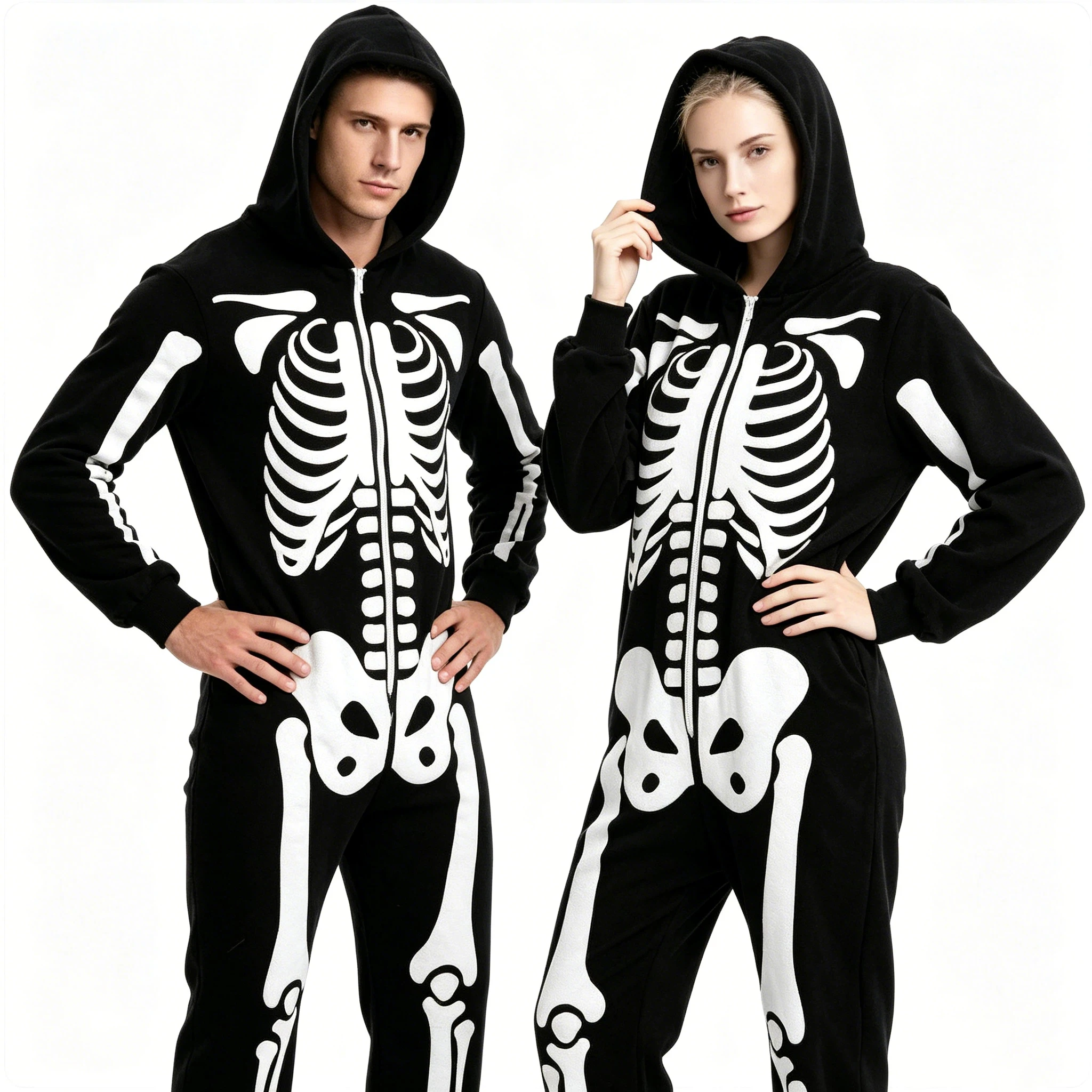 Combinaison Squelette à Capuche – Déguisement Couple – photo 2