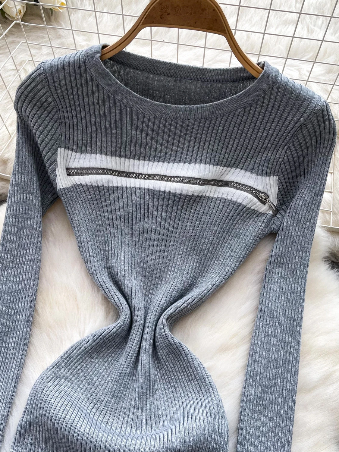 Slim Fit Long Sleeve Knitted Dress Korean Style High Waist A-Line Base Layer Sweater Dress for Women Autumn Commute Workwear