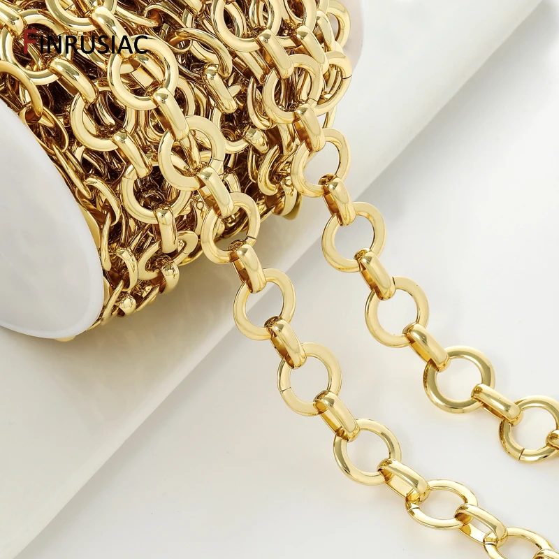 

Большая круглая цепочка из латуни с позолотой 18 карат для ювелирных изделий, кабельная цепочка Роло 14,5 мм для изготовления ожерелья и браслета ручной работы своими руками