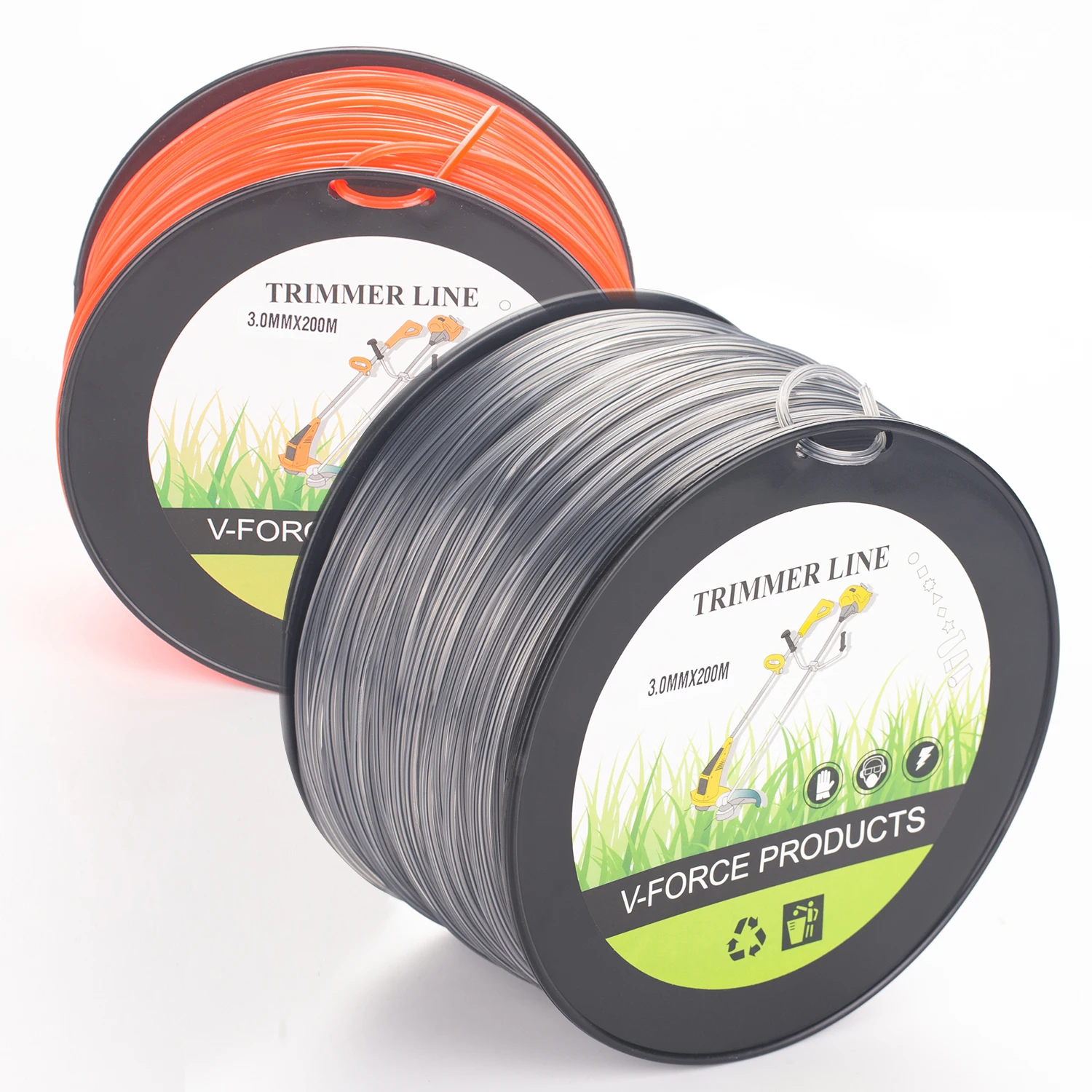 2.4/3.0mm×200M Silver Grass Cut Strimmer Line Round Star Graphite Filling Cord Wire String For Grass Trimmer