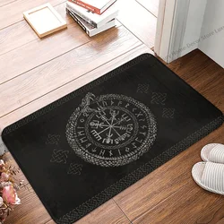 Viking Bathroom Non-Slip Carpet Vegvisir With Ouroboros And Runes Bedroom Mat Welcome Doormat Floor Decoration Rug