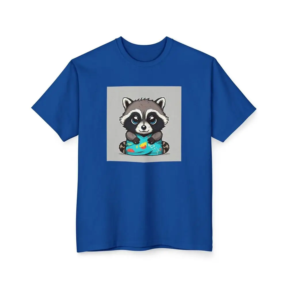 Chibi Raccoon Fun Wear: Comfy Cotton T-Shirt, Big Sizes