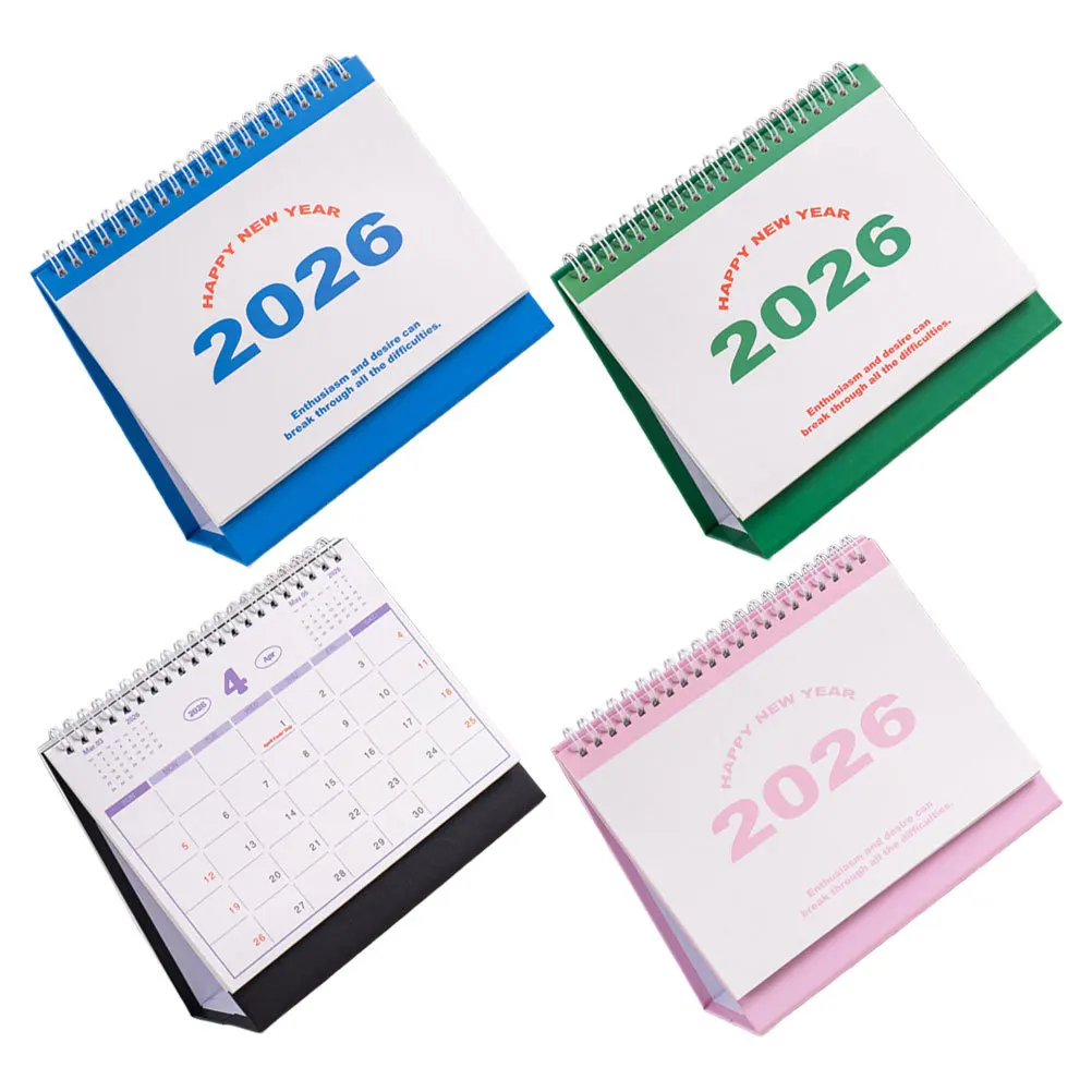 4 個 2026 卓上カレンダー スタンディングフリップデスクトップカレンダー 英語レイアウト 習慣トラッカー マンスリーオーガナイザー オフィス ホーム