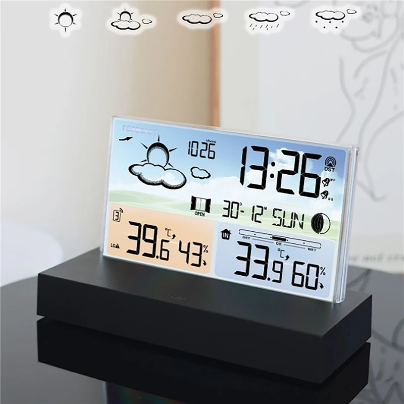 

Multifuctioal Weather Station Digital Electronic Alarm ClockTemperature Humidity Monitor Thermohygrometer Weather Forecast Clock