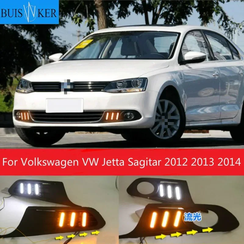 1 Set 12v LED For Volkswagen VW Jetta Sagitar 2012 2013 2014 DRL Daytime Running Lights Daylight ABS Fog Lamp Cover