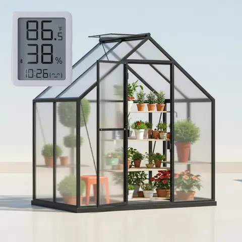6x4FT begehbares Gewächshaus mit Aluminiumrahmen und UV-Platten, wetterbeständig zum Schutz von Pflanzen im Freien