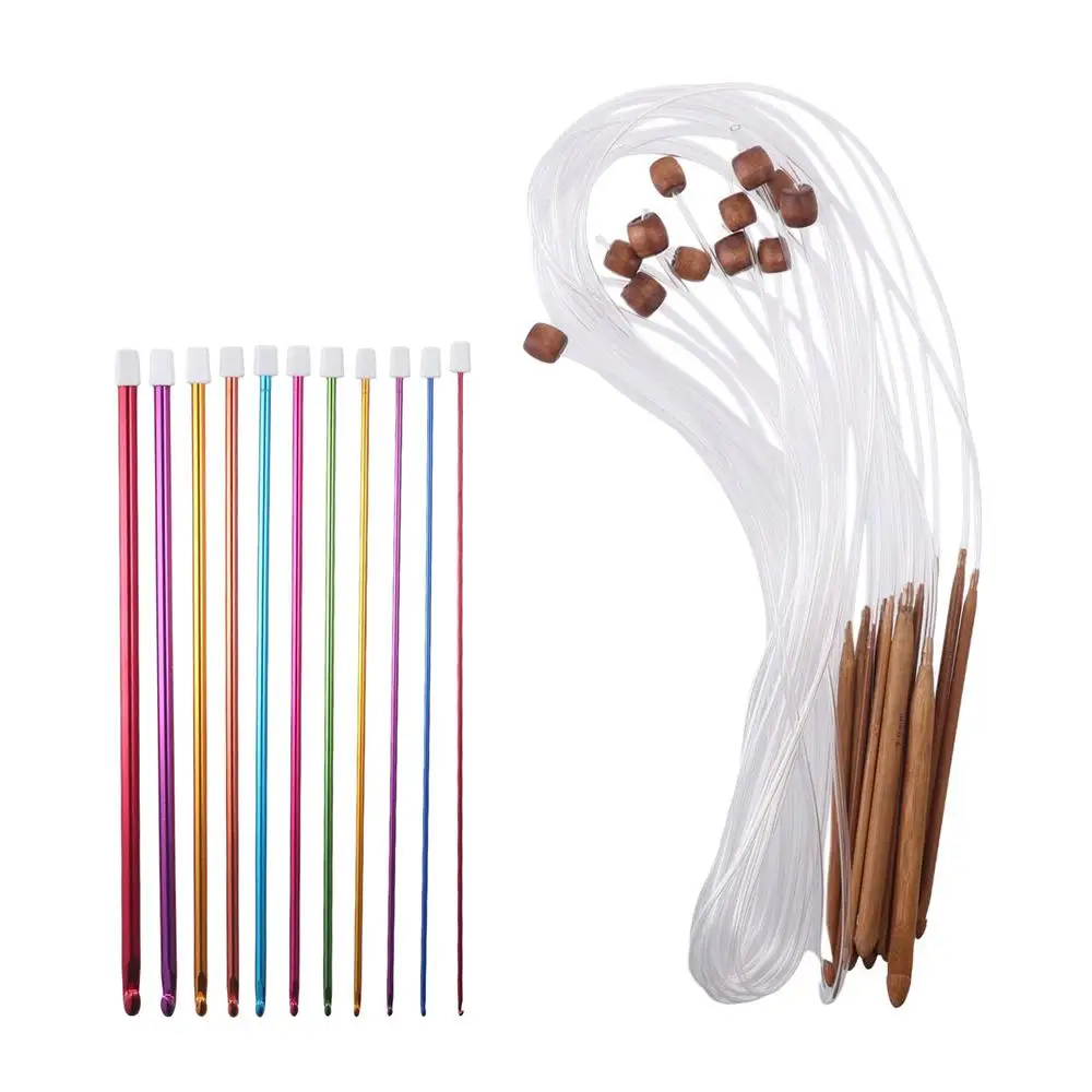 

Aluminum, carbonized bamboo Crochet Hooks Set Multicolor Knitting Needles Cable Bamboo Knitting Needle with Bead