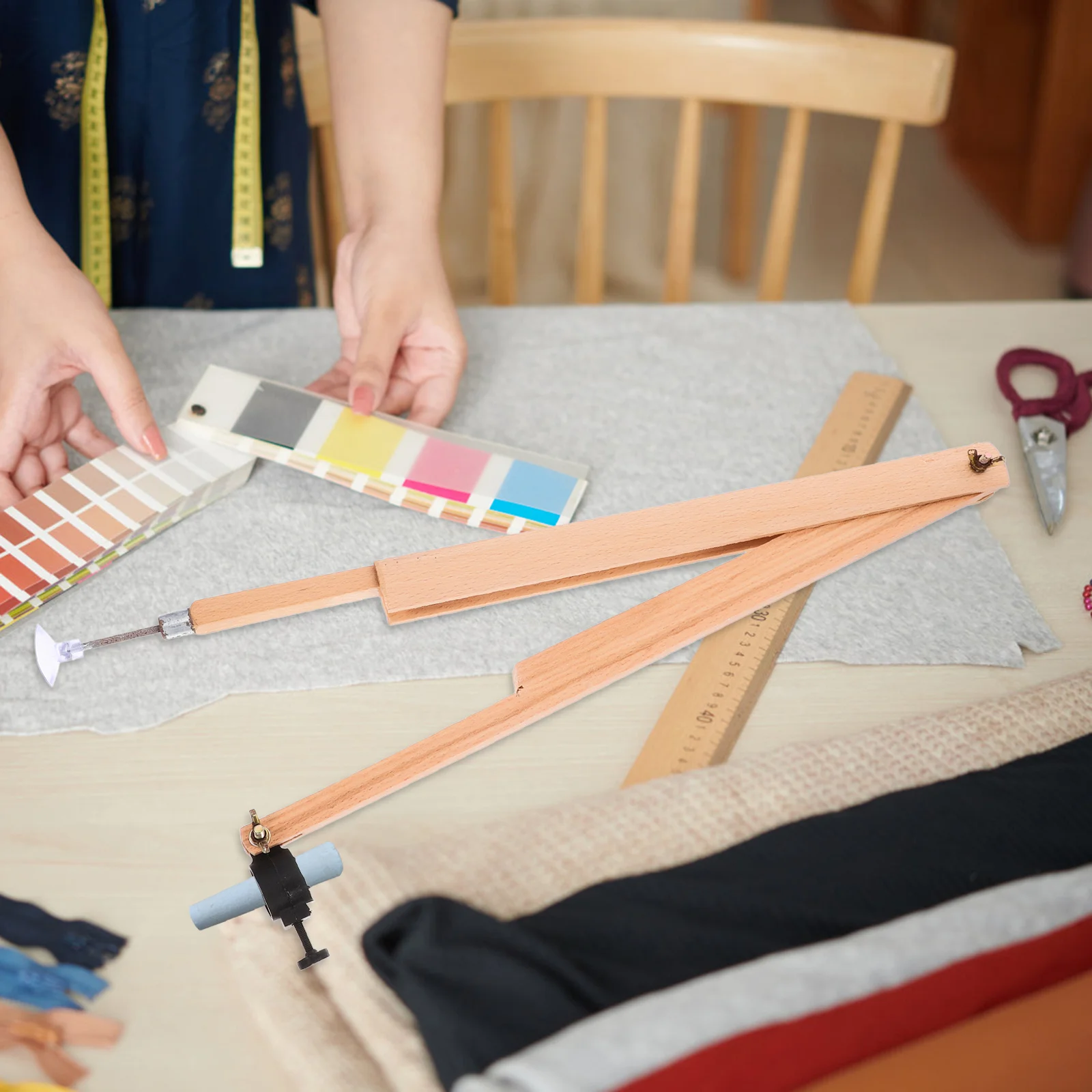 Wooden Teaching Compass Adjustable Radius Large Circle Drawing Tool 120cm Diameter Precision Chalk Holder for Classroom