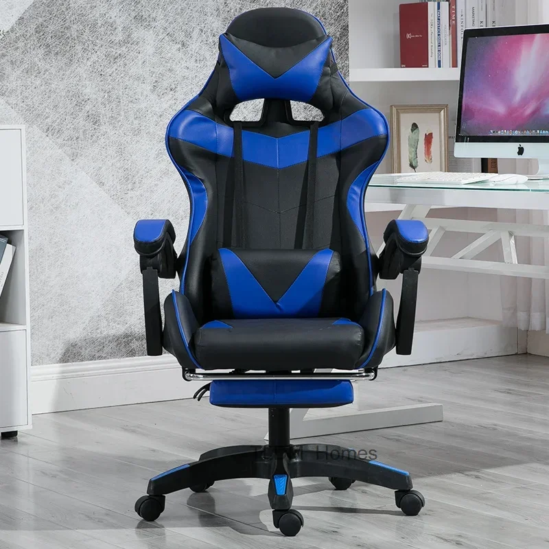 

Gaming Chair PVC Household Armchair Ergonomic Computer Office Chairs Lift and Swivel Function Adjustable Footrest