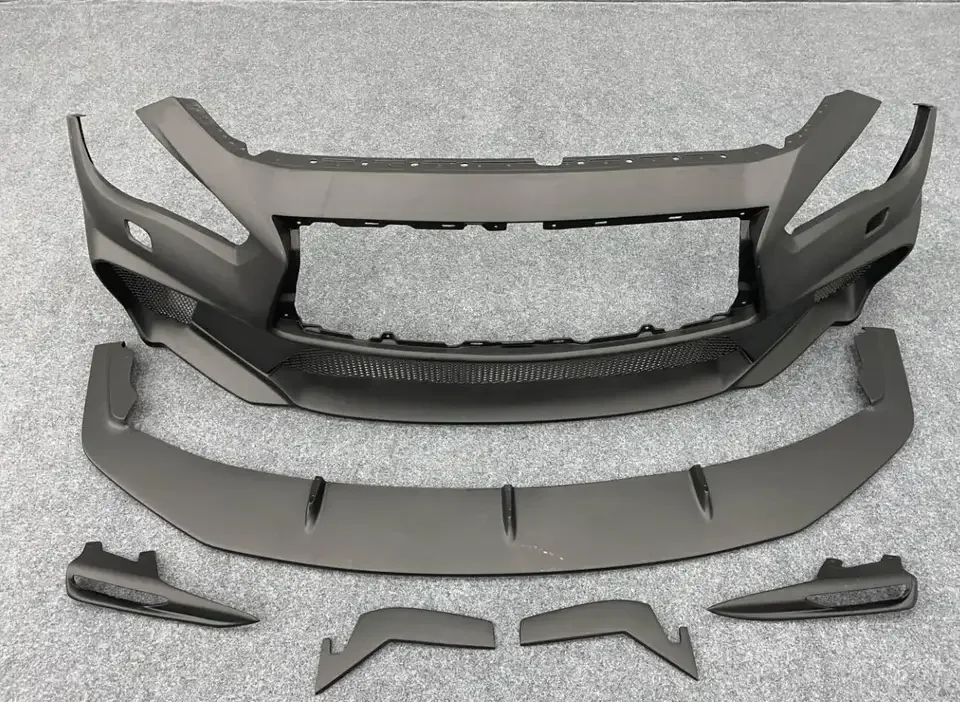 Front Bumper Set for Infiniti Q50 2014+ FRP Made Front Bumper Set Front Diffuser and Fog Light Cover