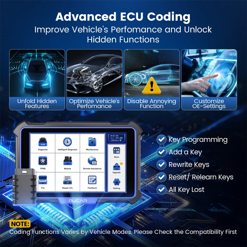 MUCAR VO8 Professional Diagnostic Tools OE Full System OBD2 Scanner 34 Reset Lifetime Free ECU Coding Active Test 64GB Car Tools