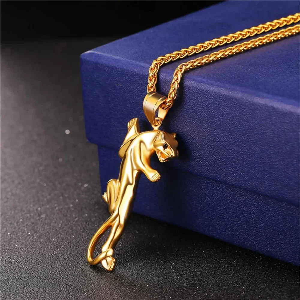 Stainless Steel Lion Tiger Necklace for Men Women Animal Necklace Punk Wear Accessaries Birthday Party Holiday Jewlery Gifts